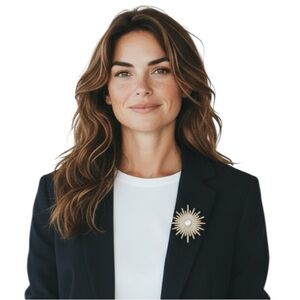 Sunflower Rhinestone Pearl Safety Brooch – Floral Pin Cottagecore Romantic